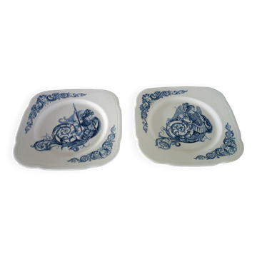 2 assiettes plates Terre de Fer Clairefontaine Renaissance XIXème