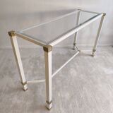 Iconic white console with designer spacer, signed Pierre Vandel Paris