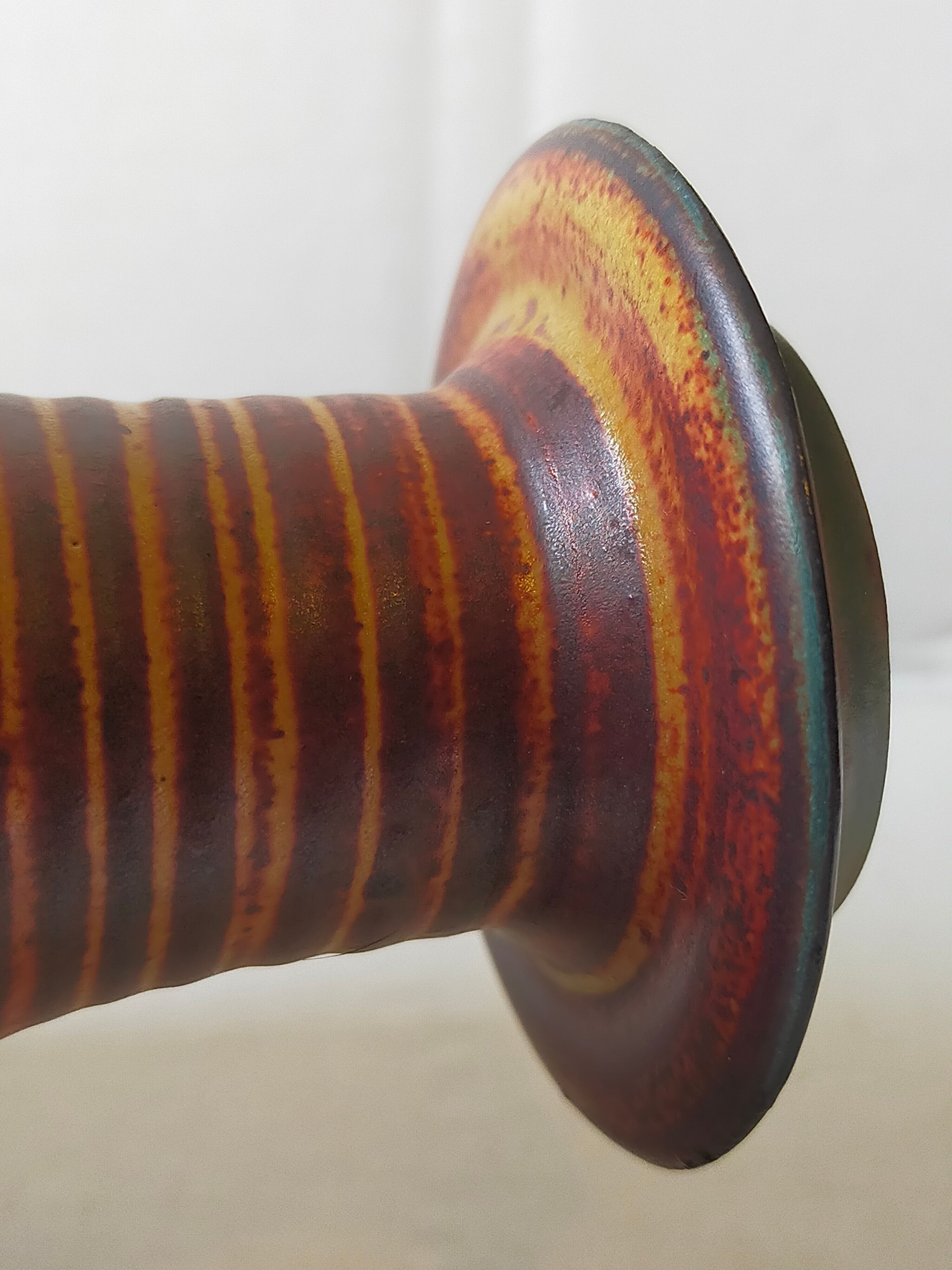 Vintage Scandinavian enamelled earth soliflore vase