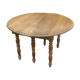 Old solid oak round table, diameter 115cm 6 feet on wheels