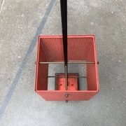 Minimalist perforated steel umbrella stand, 1960s