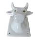 Stylized cow head in white ceramic, wall decoration from the 80s