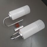 Double chrome and scandinavian teak wall lamp 50s