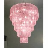 Contemporary Pink ‘Square Tubes’ Murano Glass Chandelier