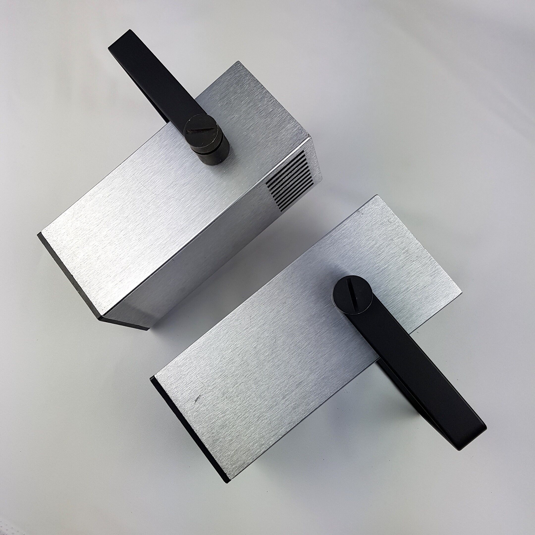 Paire de spots carré aluminium brossé