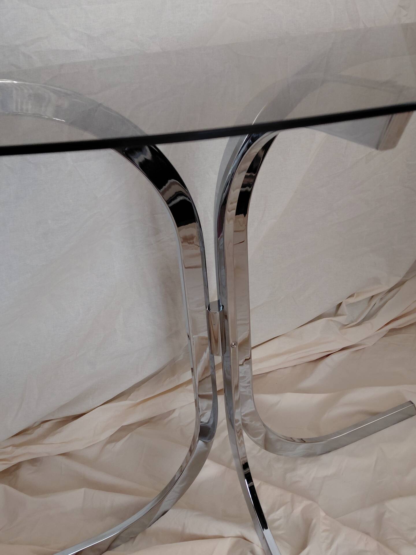 Console murale vintage 1970's verre et chrome