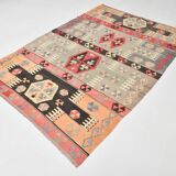 6x8 Kilim Multicolor Geometric Style Kilim Rug, 168x235 Cm