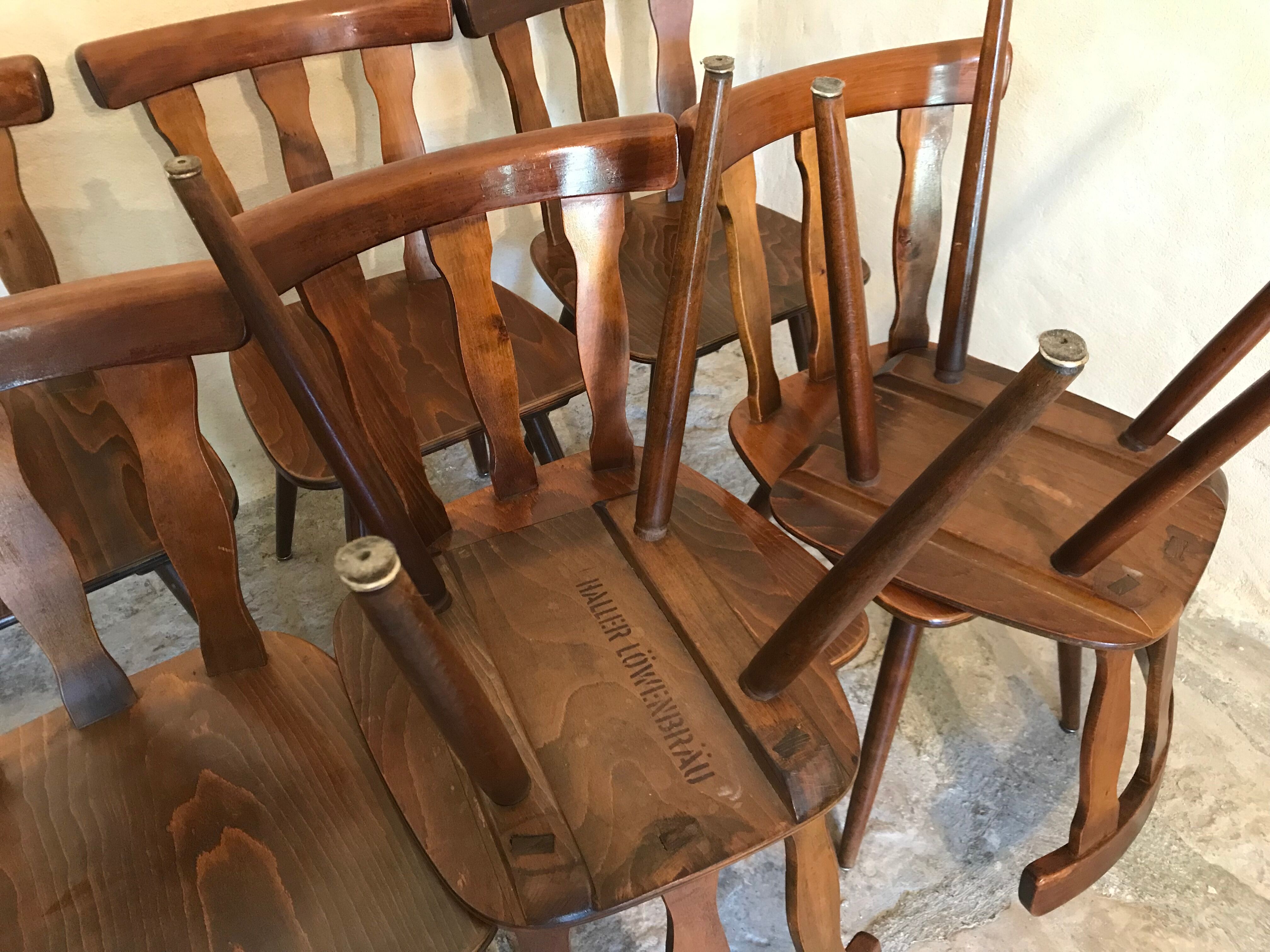 Set of 8 vintage brasserie chairs