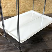 1960s 1970s Serving Cart Dinette Side Table Space Age Design Chrome White