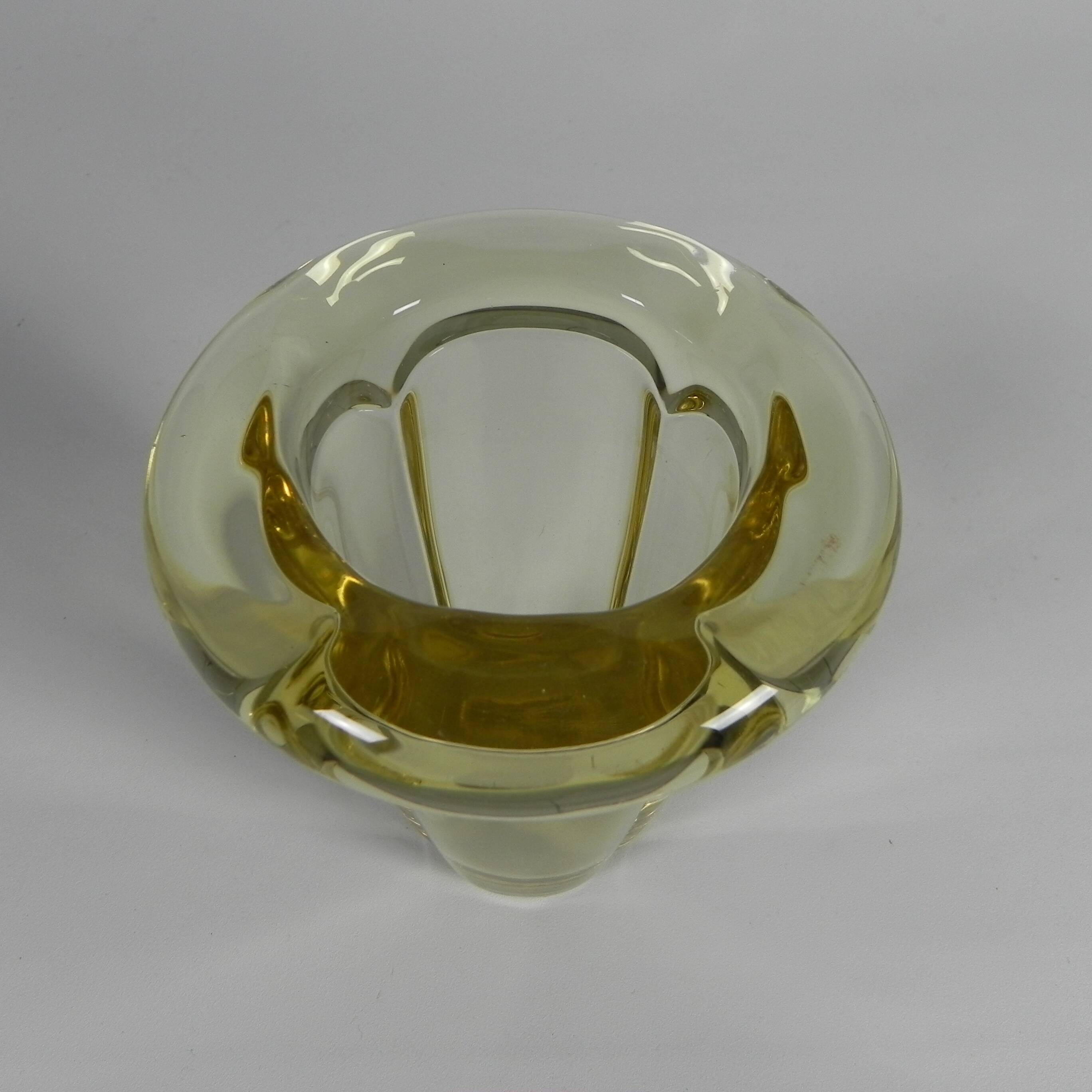 Art Deco thick glass vase with folded edge, 1950s