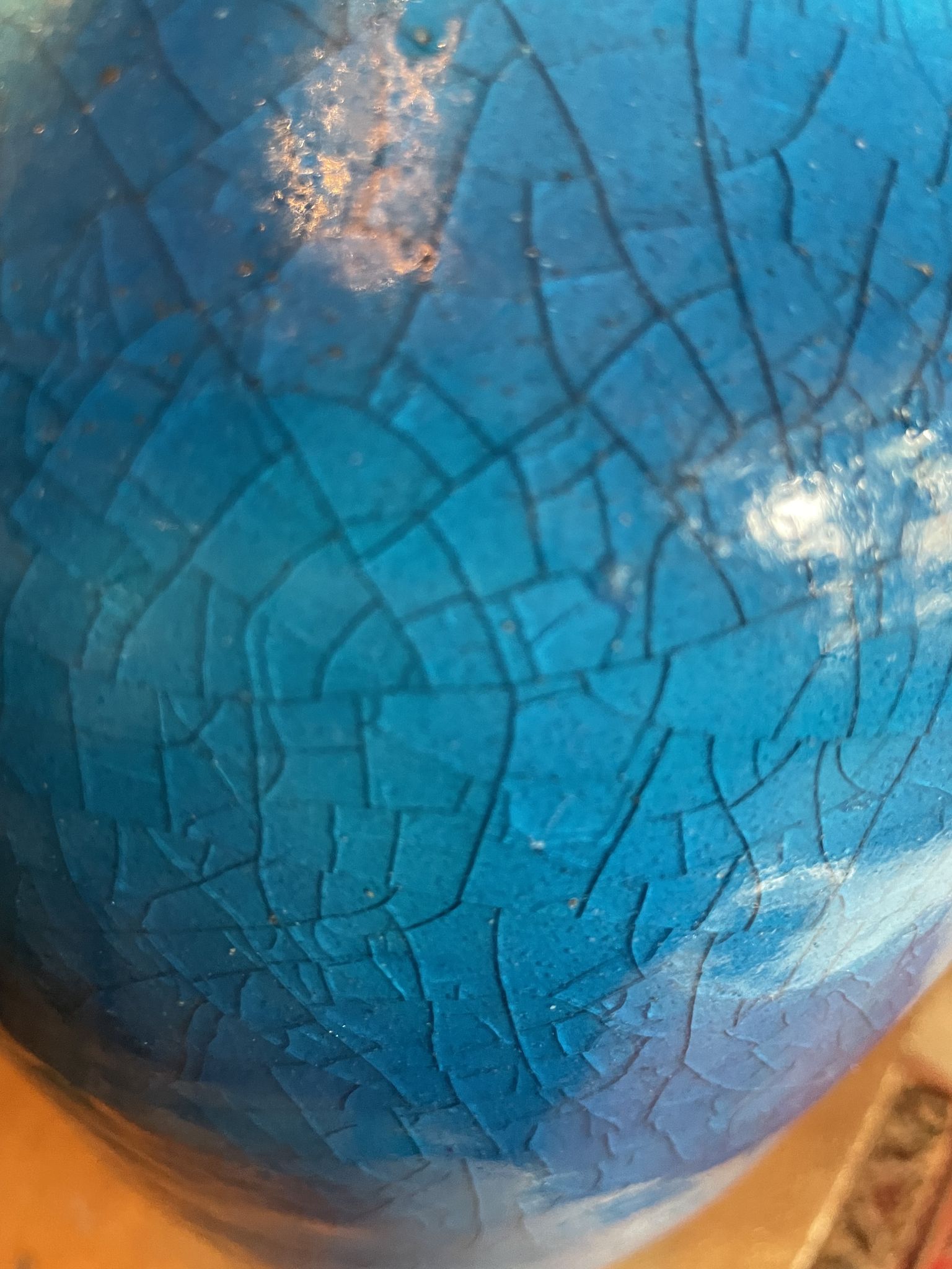 Raoul lachenal ceramic vase with egyptian blue cracked glaze with french baluster