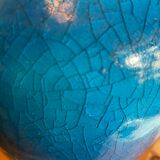 Raoul lachenal ceramic vase with egyptian blue cracked glaze with french baluster