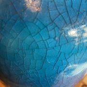 Raoul lachenal ceramic vase with egyptian blue cracked glaze with french baluster