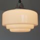 Art deco, metal and opaline hanging lamp