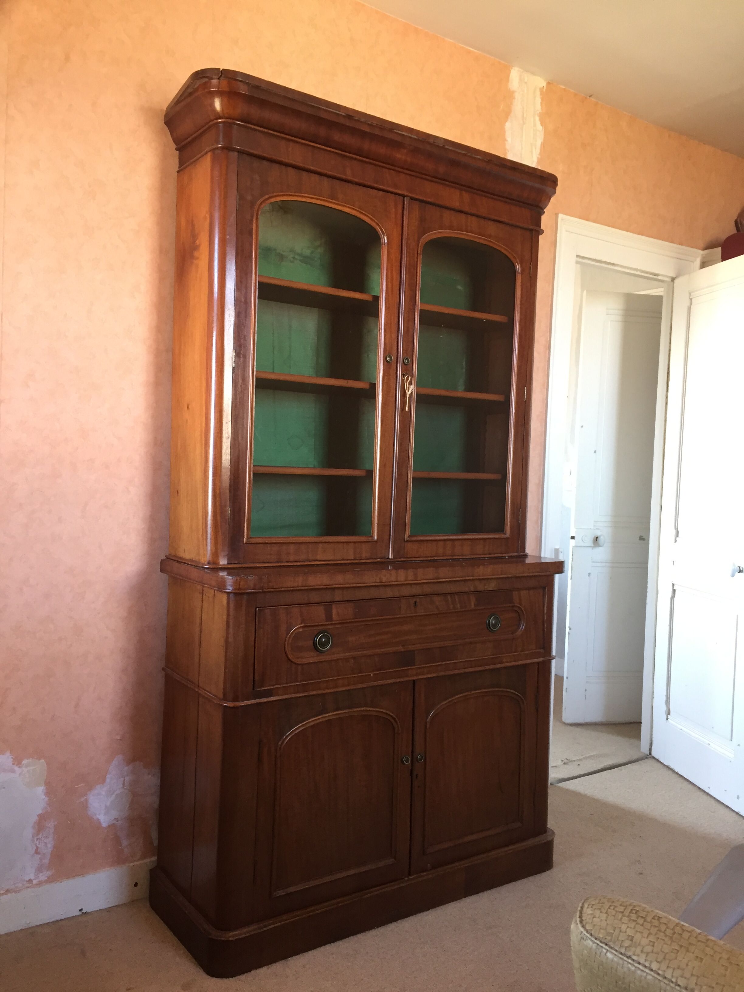English scriban bookcase in mahogany 19th