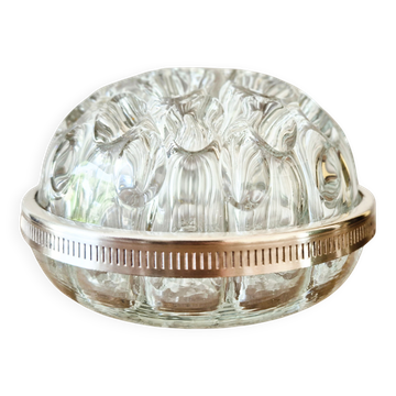 Antique glass and silver-plated flower holder