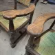 Brutalist pair of rustic turned wooden armchairs from the 1950s.
