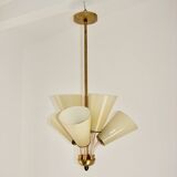 Chandelier Kamenický Šenov – Czechoslovakia, 1950s, brass and glass