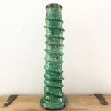 Green enamelled terracotta candle holder 50 cm