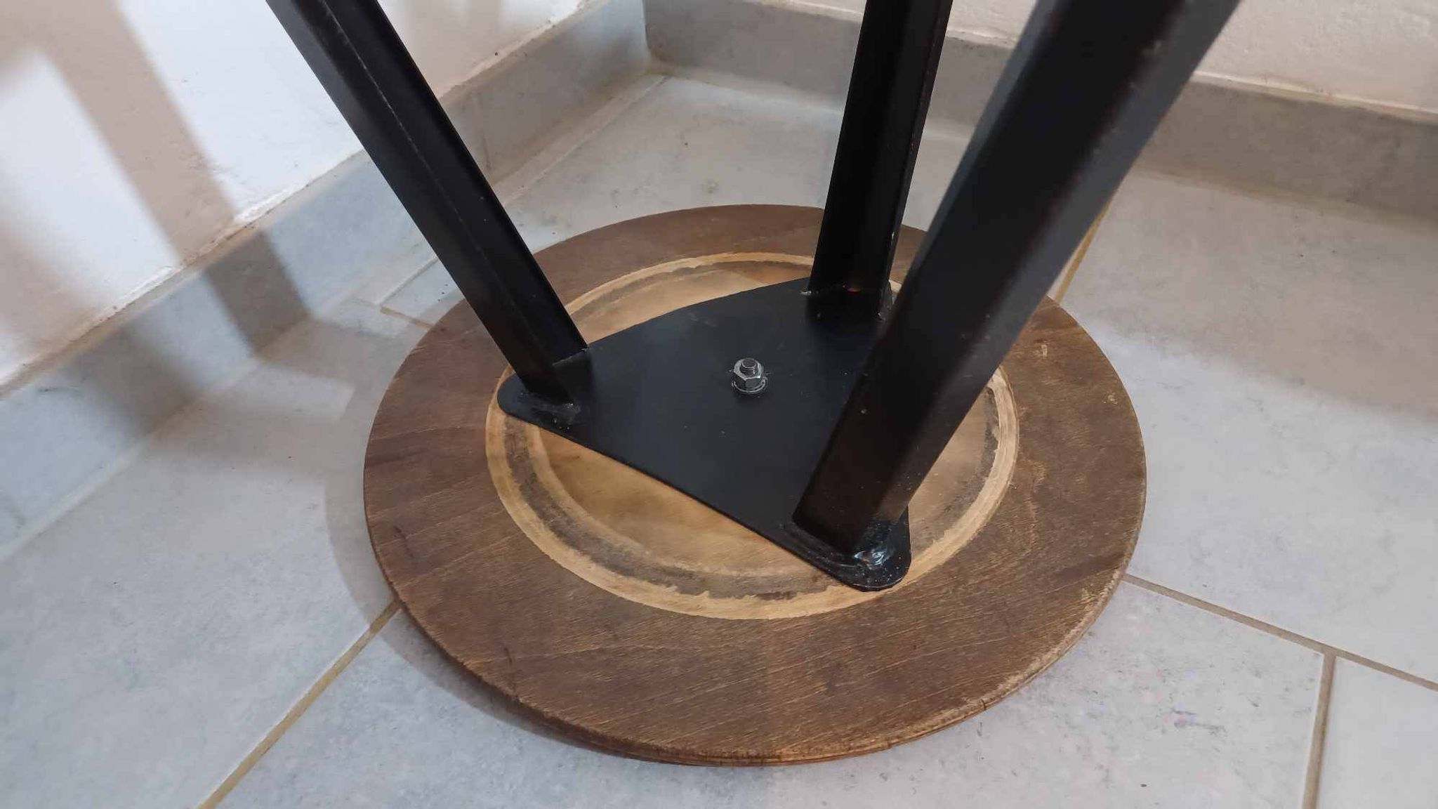 Tabouret métal & bois dans le style de Rowac années 1950/60. industriel