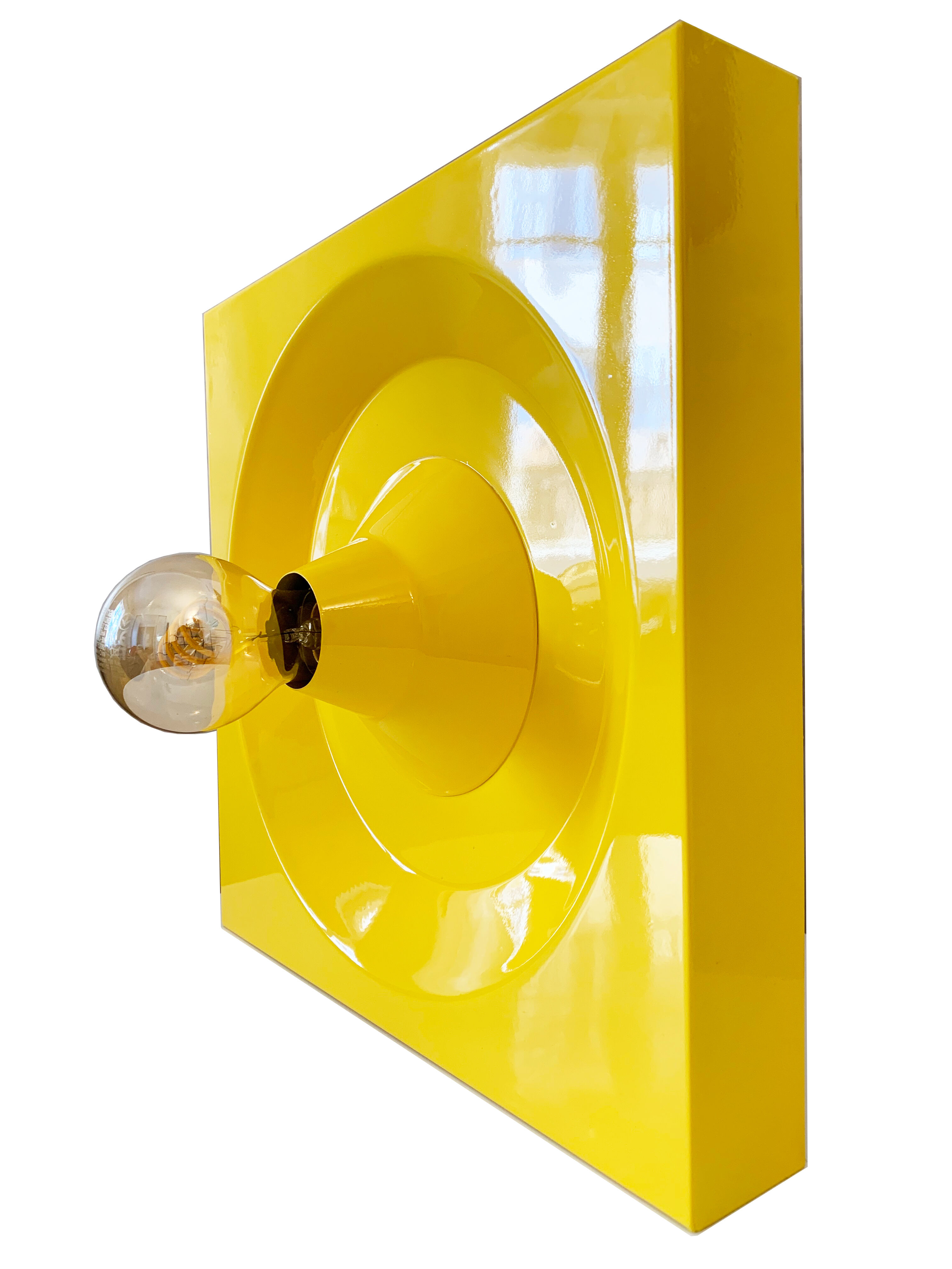 Yellow Metal Wall Light by Klaus Hempel for Kaiser Leuchten, 1970s