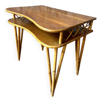 Bureau/Coiffeuse en rotin années 60/70