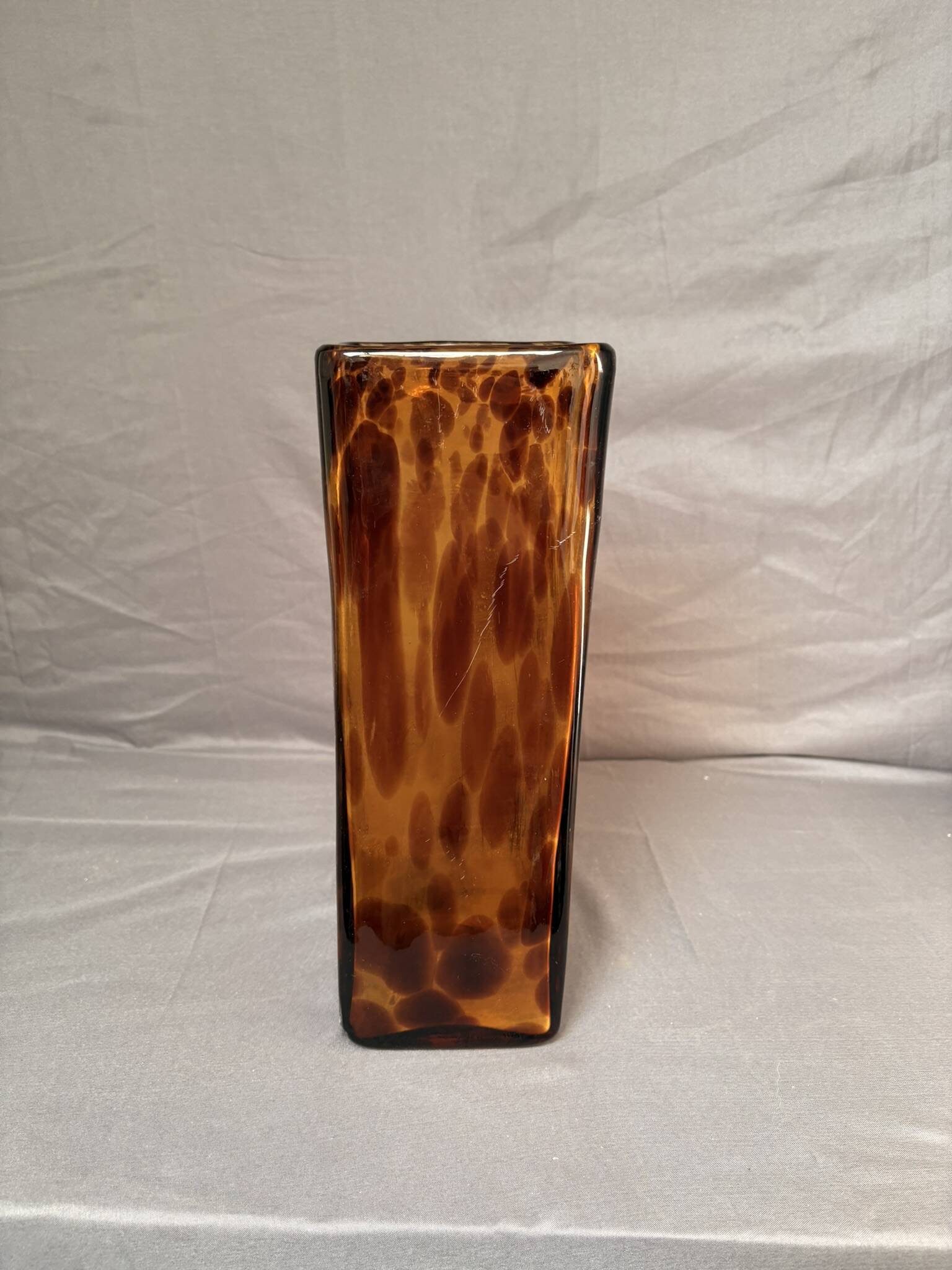 Vintage Italian Glass Vase Leopard Turtle Shell Mid Century