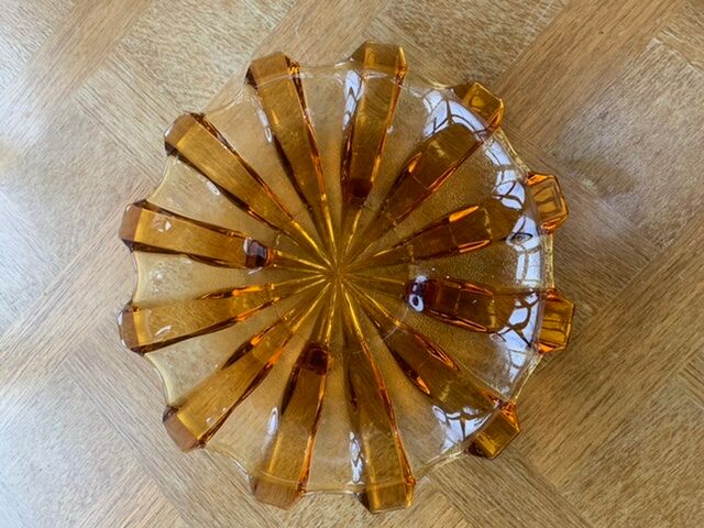 Orange yellow glass fruit cup