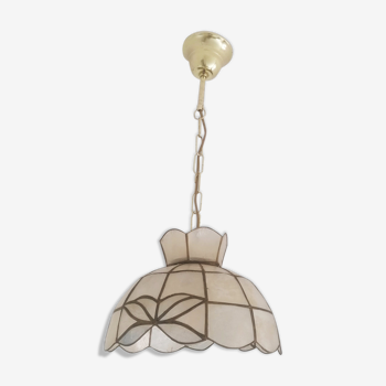 Mother of Pearl of Capiz partitioned with brass ahnging lamp 60