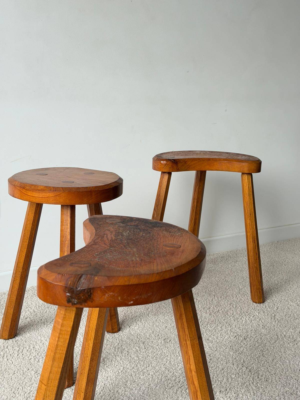 Vintage tripod stool trio
