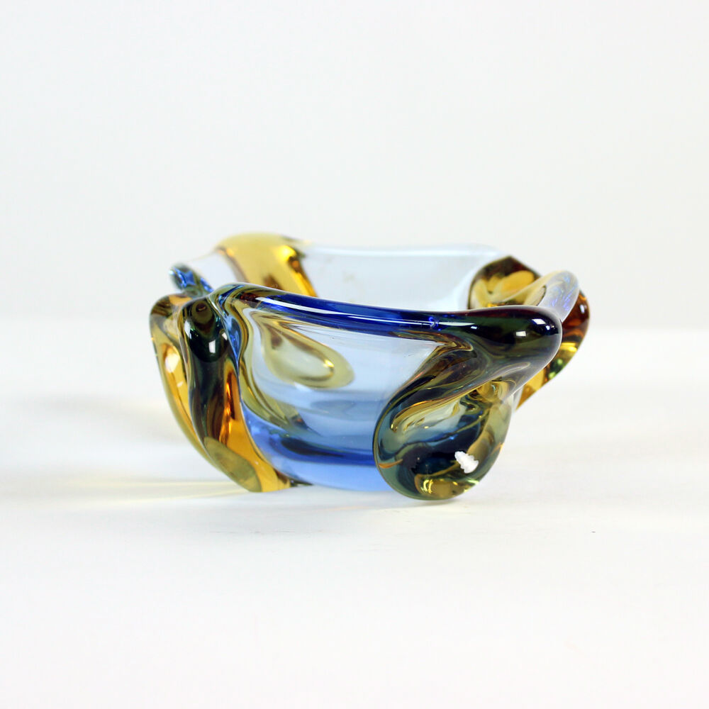 Vintage art glass bowl by Frantisek Zemek, Skrdlovice, Czechoslovakia 1960s