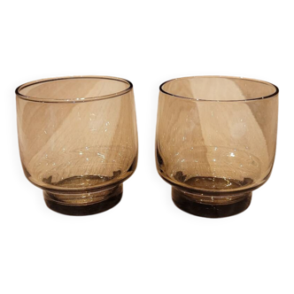 2 vintage glasses in smoked glass BP