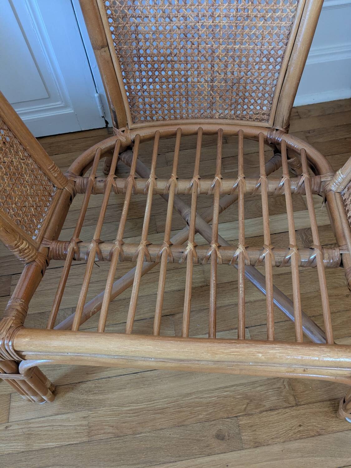 Pair of rattan armchairs