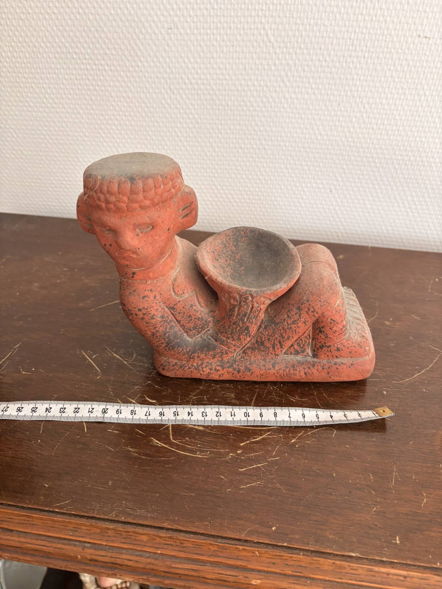 Ancient Chac Mool Sculpture Pre-Columbian Maya Toltec Terracotta Pottery