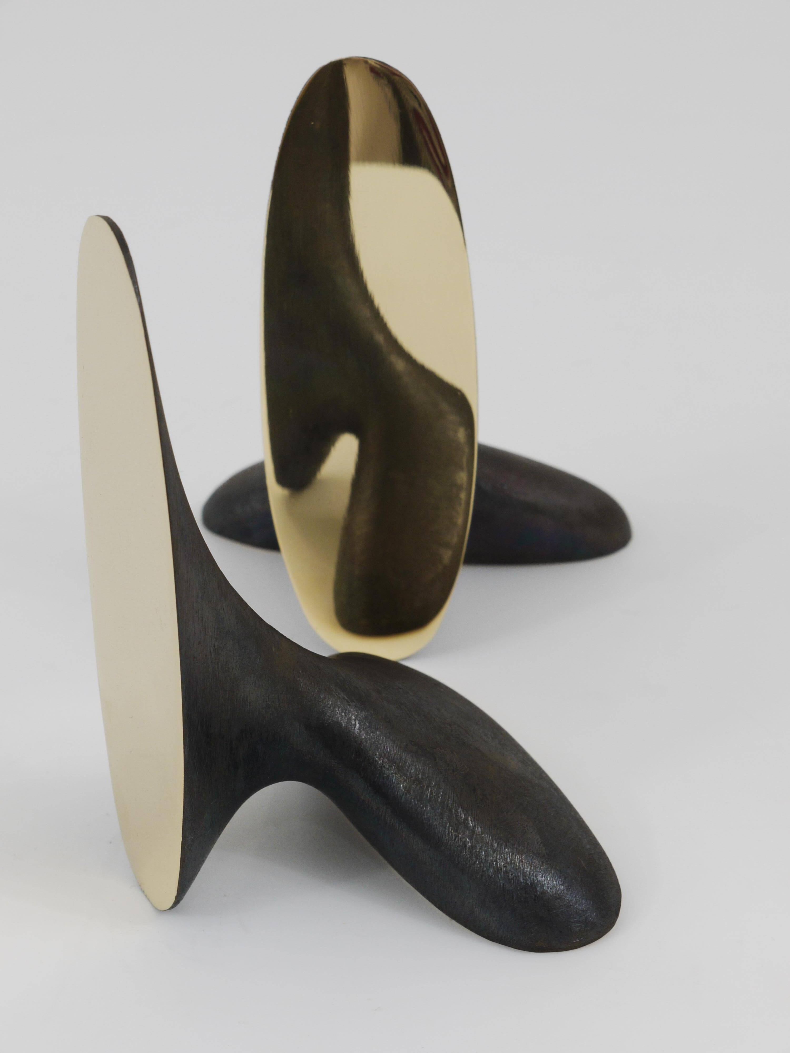Pair of minimalist mid-century brass bookends by Carl Auböck #3653, Vienna, Austria.