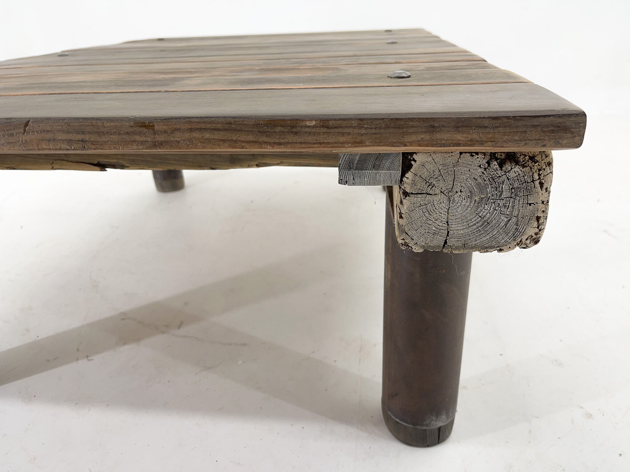 1950's vintage industrial wood & iron coffee table