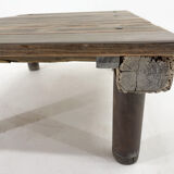1950's vintage industrial wood & iron coffee table