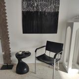 Sofa end in solid wood monoxyl organic shape black color