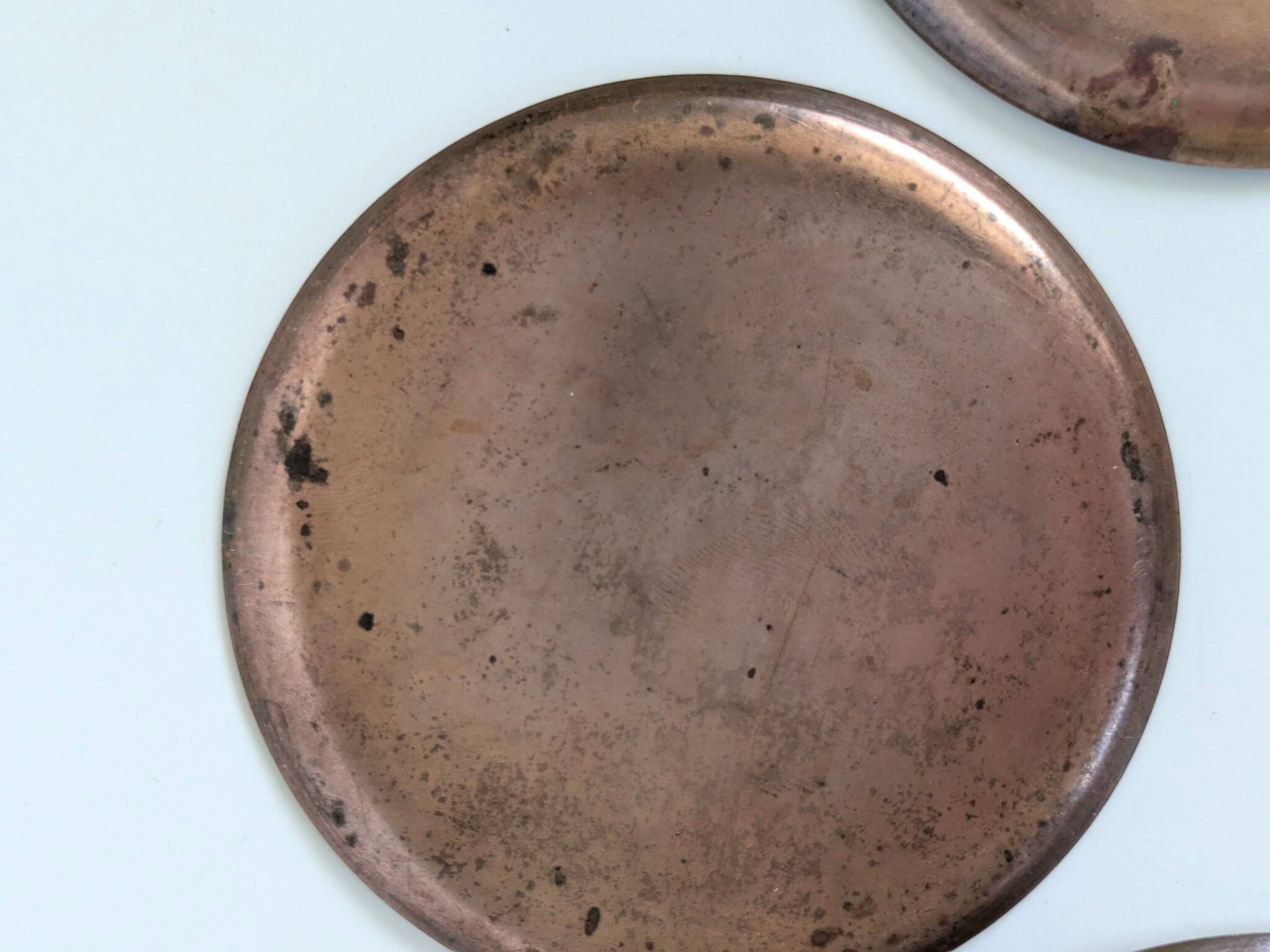 Set of 6 Vintage MCM Multicoloured Enamel on Copper Coasters from the 60s