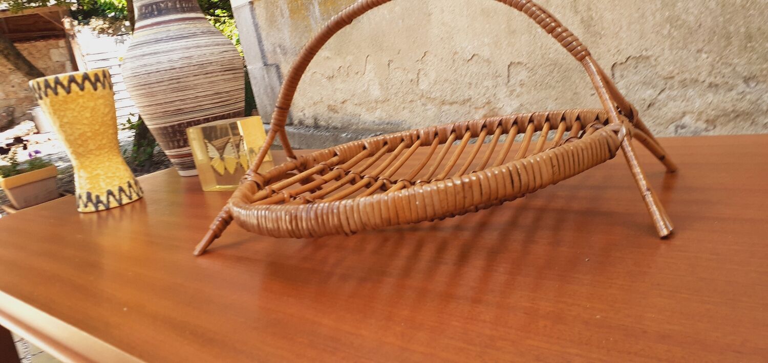 Vintage fruit cup year 50 rattan