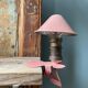 Mushroom lamp with pliers, pink vintage e-reader