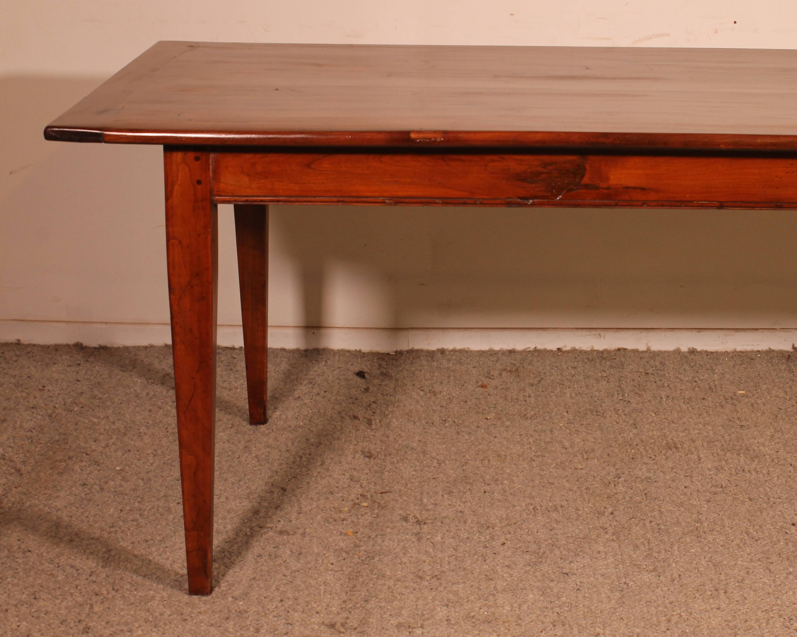 19th Century Refectorial Table in Cherry Wood with a width of 92cm