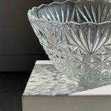 Large glass salad bowl with diamond points D30