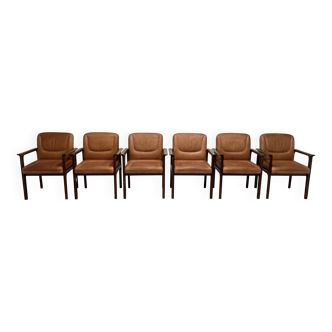 Suite de 6 fauteuils cuir "design 1960".