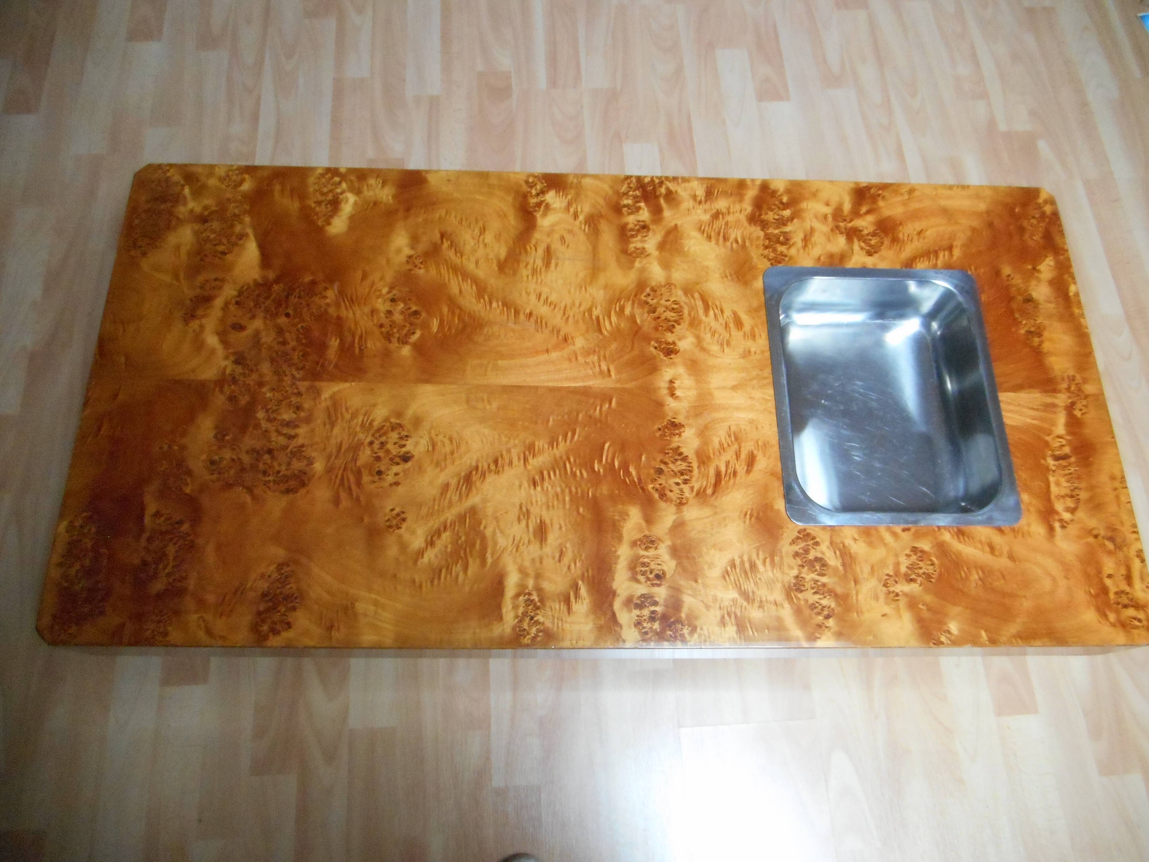 Coffee table for Roche Bobois 70s Elm loupe or thuya