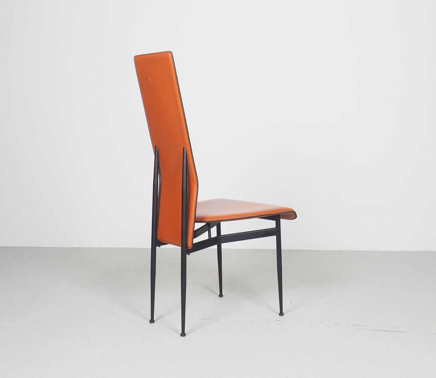 Fasem dinner chairs S44 in cognac red leather, 1990's