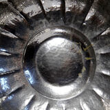 Large basin, bowl, Olri Italy vintage 1950s hammered silver.