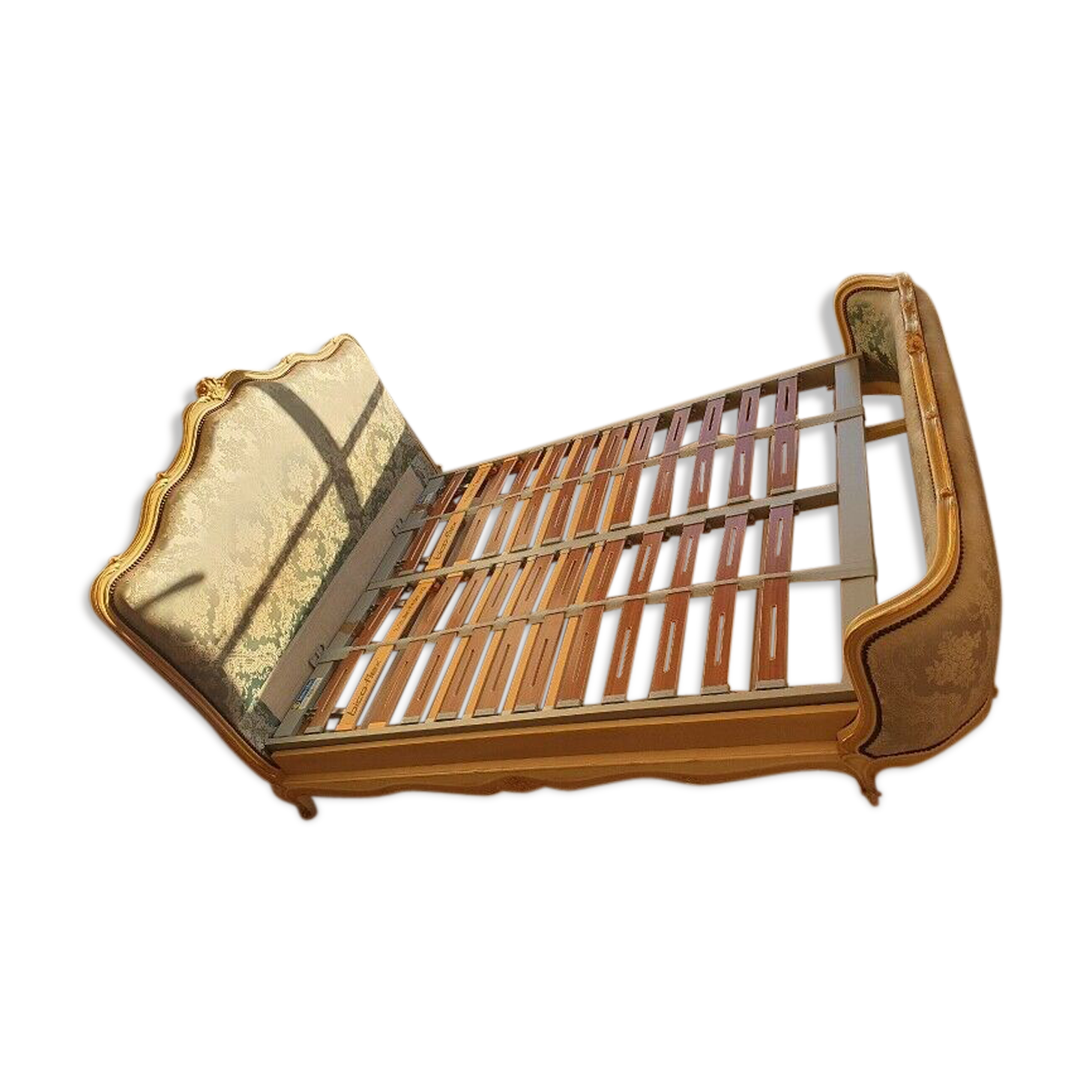 Louis xv basket bed with gilding and box spring