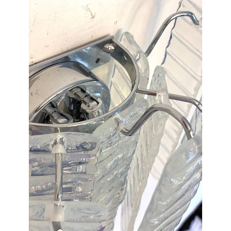 Set of Two Contemporary Opalino Strips “Listelli” Murano Glass Wall Sconces