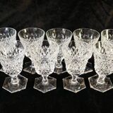 9 water glasses in crystal cut with diamond tip cristallerie de lorraine